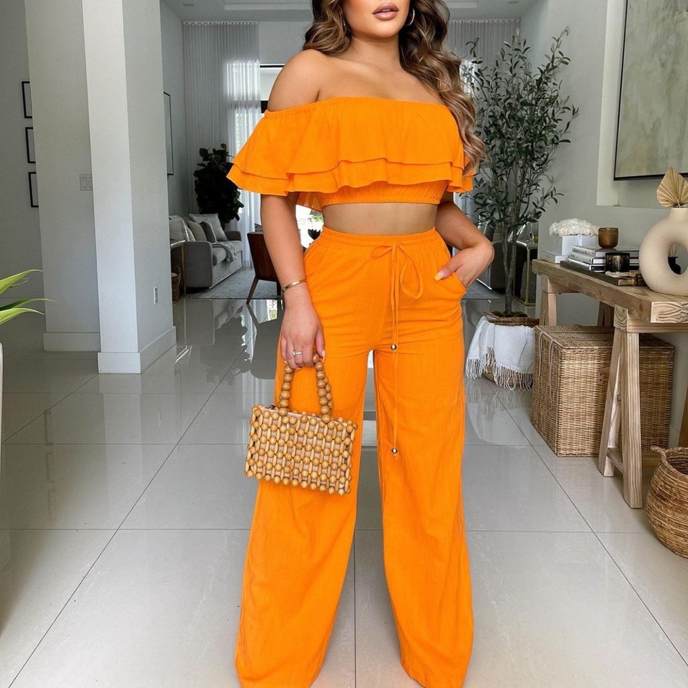 ✨LAST SMALL✨Womens Summer Pant Outfit - Orange